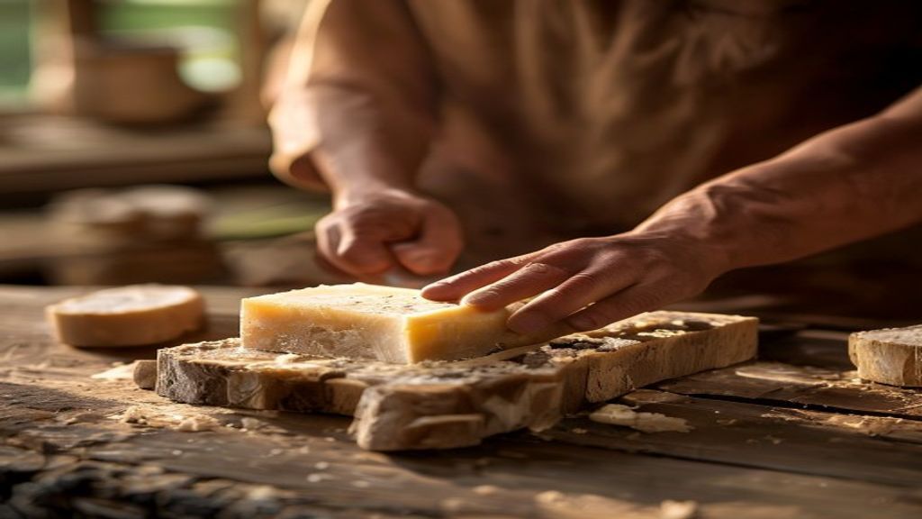 Kayu Jabon dengan serat halus, warna coklat keemasan, cocok untuk furnitur dan bahan bangunan.